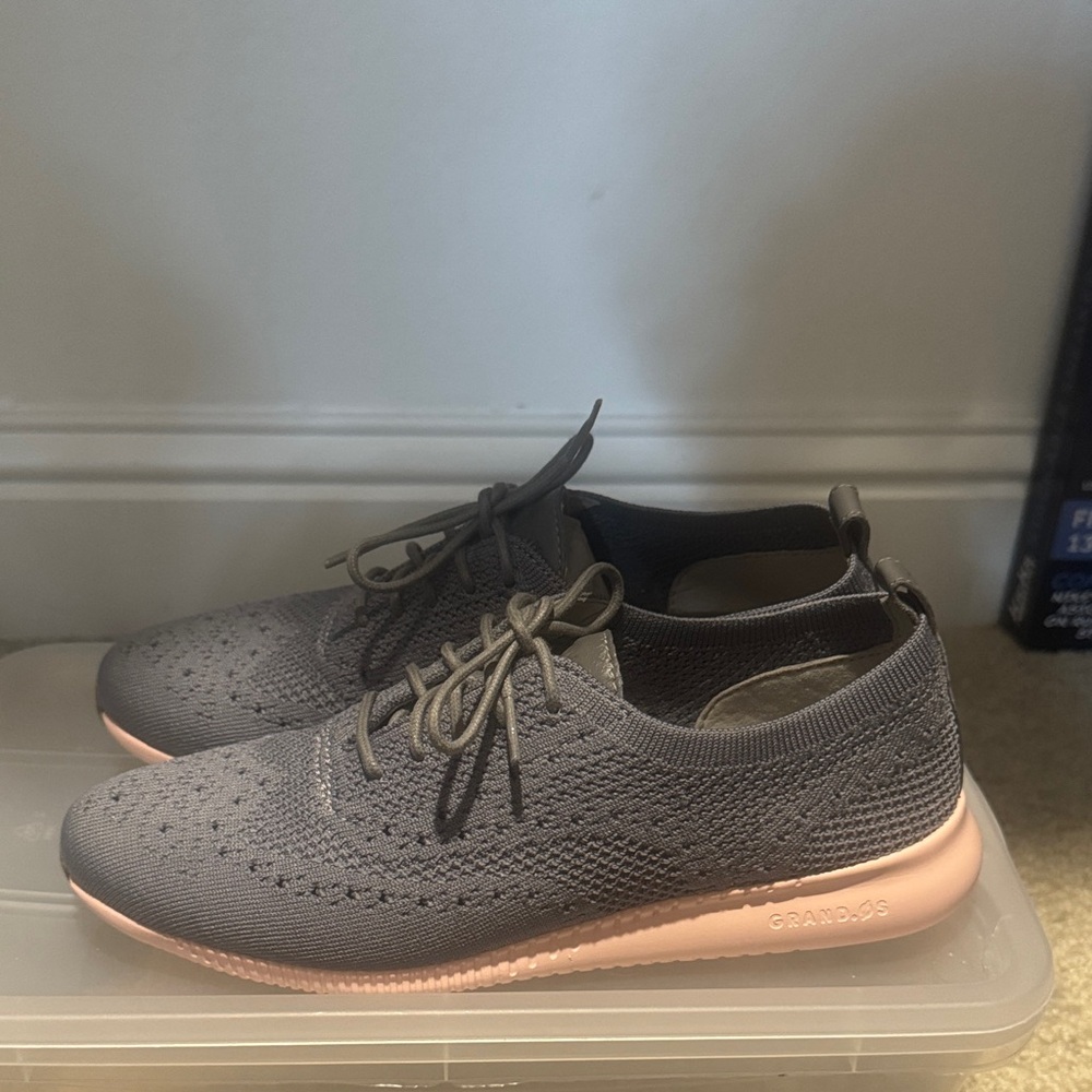 Cole Haan Gray and Pink Knit Sneakers